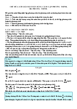 Chuyên đề bồi dưỡng học sinh giỏi môn Toán Lớp 9 - Chủ đề 4: Lời giải bài toán bằng cách lập phương trình, hệ phương trình - Năm 2020 (Có đáp án)