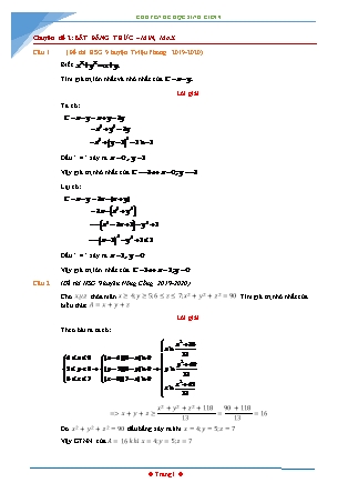 Chuyên đề bồi dưỡng học sinh giỏi môn Toán Lớp 9 - Chuyên đề 2: Bất đẳng thức – min, max Chuyên đề bồi dưỡng học sinh giỏi môn Toán Lớp 9 - Chuyên đề 2: Bất đẳng thức – min, max