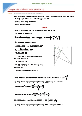 Chuyên đề bồi dưỡng học sinh giỏi môn Toán Lớp 9 - Chuyên đề 7: Hình học (Phần 1)
