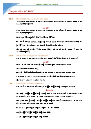 Chuyên đề bồi dưỡng học sinh giỏi môn Toán Lớp 9 - Chuyên đề 8: Số học