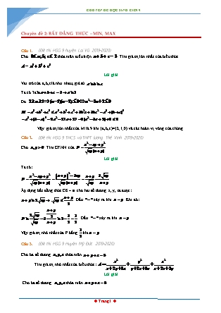 Chuyên đề học sinh giỏi môn Toán 9 - Chuyên đề 2: Bất đẳng thức – min, max (Có đáp án)
