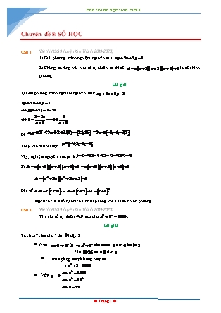 Chuyên đề học sinh giỏi môn Toán 9 - Chuyên đề 8: Số học (Có đáp án)