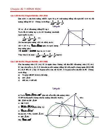 Chuyên đề học sinh giỏi Toán Lớp 9 - Chuyên đề 7: Hình học (Có đáp án) Chuyên đề học sinh giỏi Toán Lớp 9 - Chuyên đề 7: Hình học (Có đáp án)
