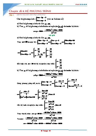 Chuyên đề ôn thi vào lớp 10 THPT chuyên môn Toán - Chuyên đề 4: Hệ phương trình - Năm học 2018-2019 (Có đáp án)