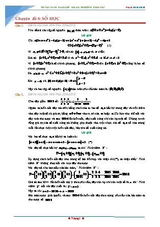 Chuyên đề ôn thi vào lớp 10 THPT chuyên môn Toán - Chuyên đề 8: Số học - Năm học 2018-2019 (Có đáp án)