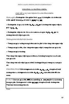 Phân loại và phương pháp giải Hình học 9 - Chương 2: Đường tròn - Chủ đề 1: Sự xác định của đường tròn