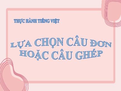 Bài giảng Ngữ văn 9 (Kết nối tri thức) - Thực hành tiếng Việt: Lựa chọn câu đơn hoặc câu ghép - Nguyễn Thị Ánh