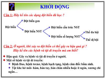 Bài giảng Sinh học 9 - Tiết 43, Bài 29: Bệnh và tật di truyền ở người