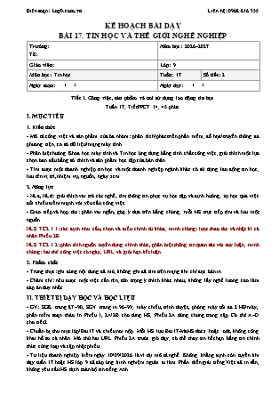 Giáo án Tin học lớp 9 - Bài 17. Tin học và thế giới nghề nghiệp - Tích hợp năng lực số và AI năm học 2026-2027