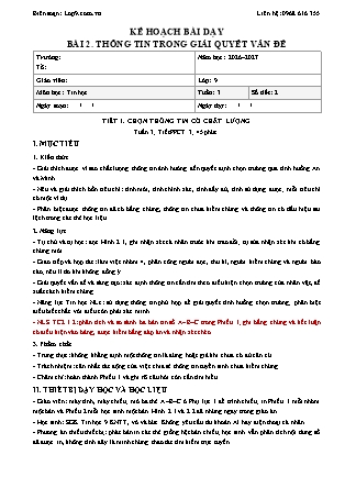 Giáo án Tin học lớp 9 - Bài 2. Thông tin trong giải quyết vấn đề - Tích hợp năng lực số và AI năm học 2026-2027